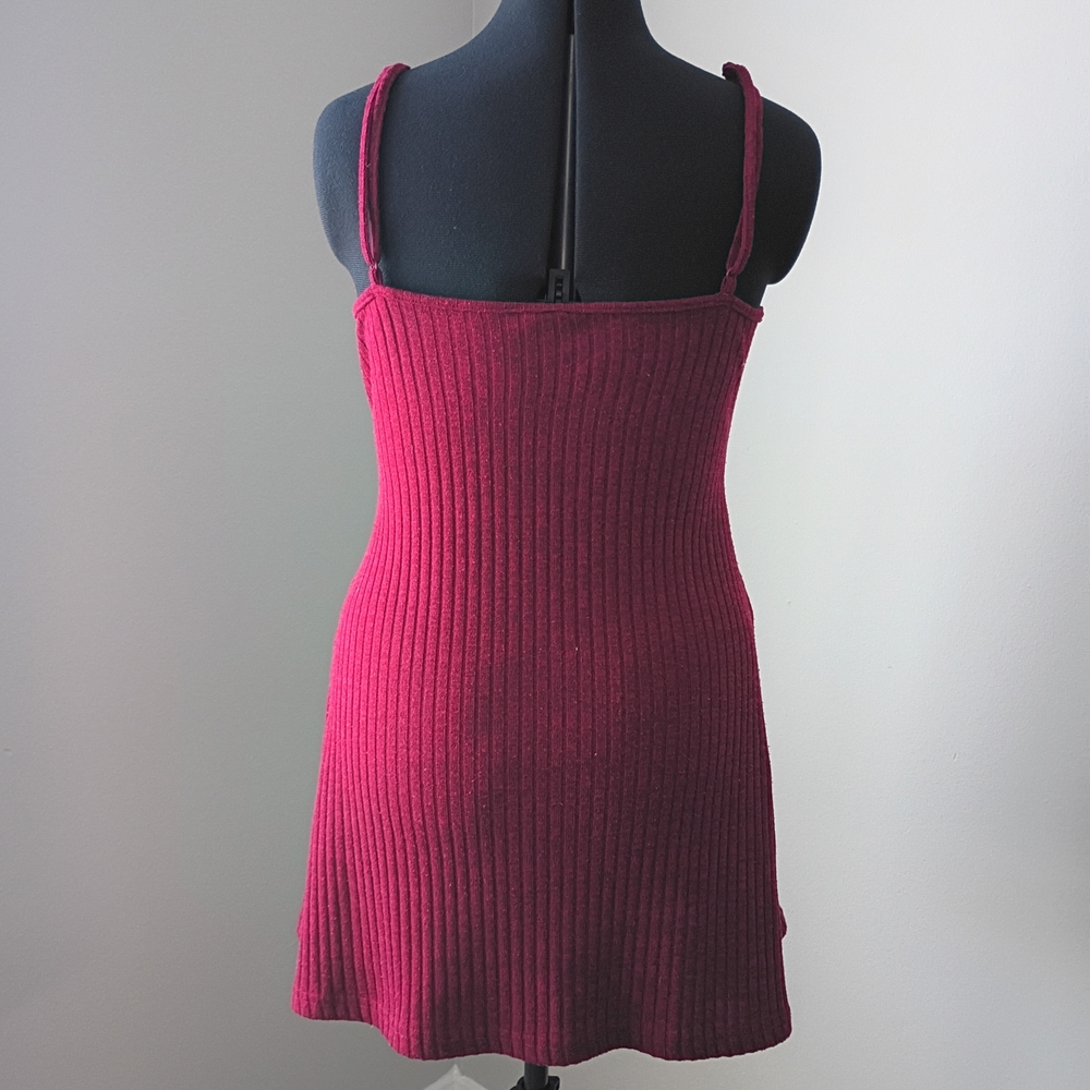 SHEIN Burgundy Ribbed Knit Mini Dress with Cropped Cardigan - Picture 5 of 9